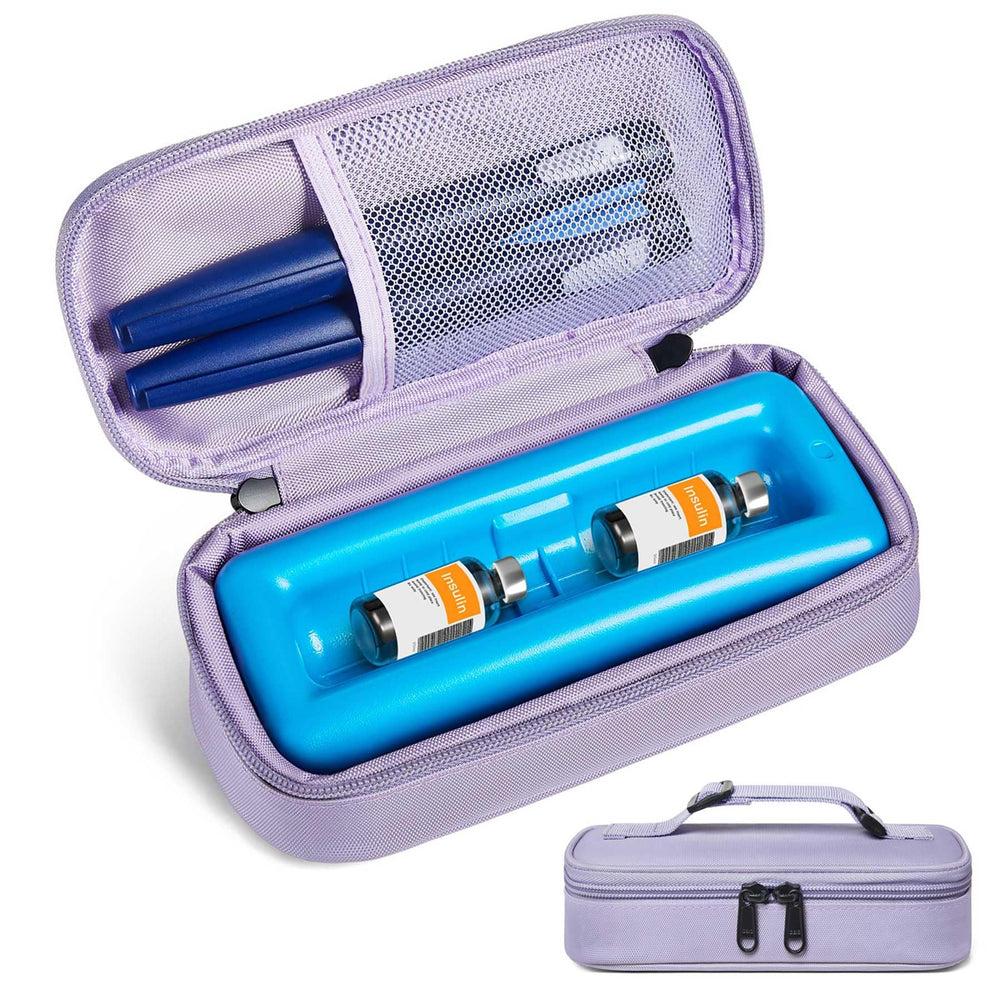 WOODAKE insulin vial cooler travel case with ice brick holds vials securely on the move