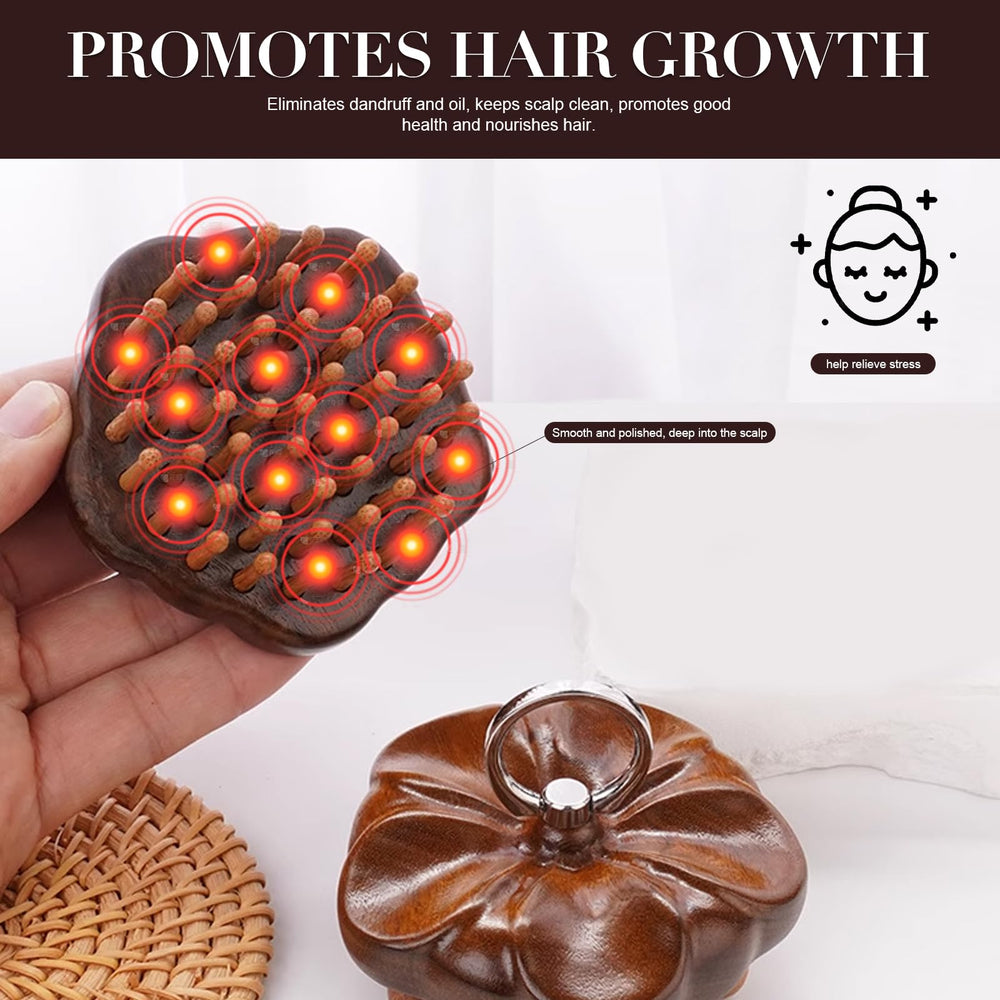 Wooden Round Scalp Massager Brush eco bamboo and sandalwood.