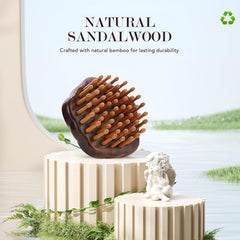 Wooden Round Scalp Massager Brush palm-fit for comfortable use.