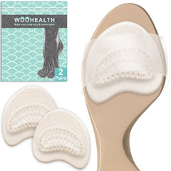 WOOHEALTH metatarsal pads in apricot packaging, easy to open and apply.