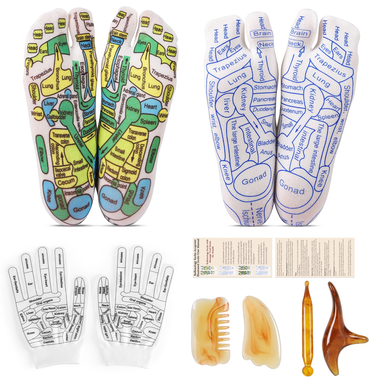 Worive reflexology socks with diagram guide for targeted self-massage