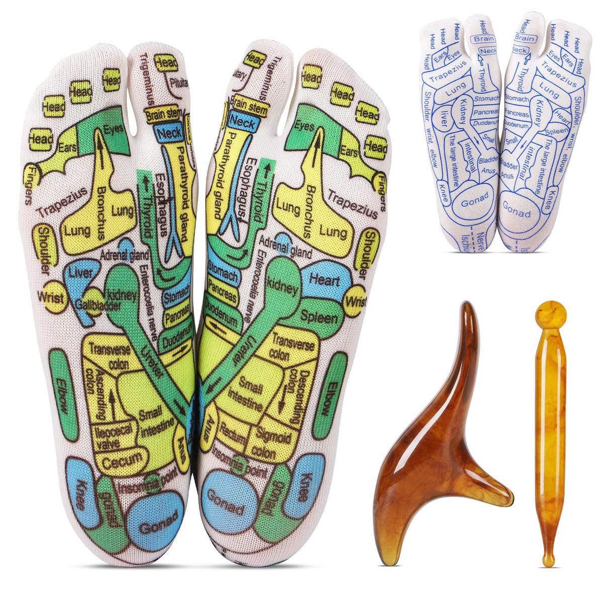 Worive reflexology socks set shown on foot for targeted relaxation
