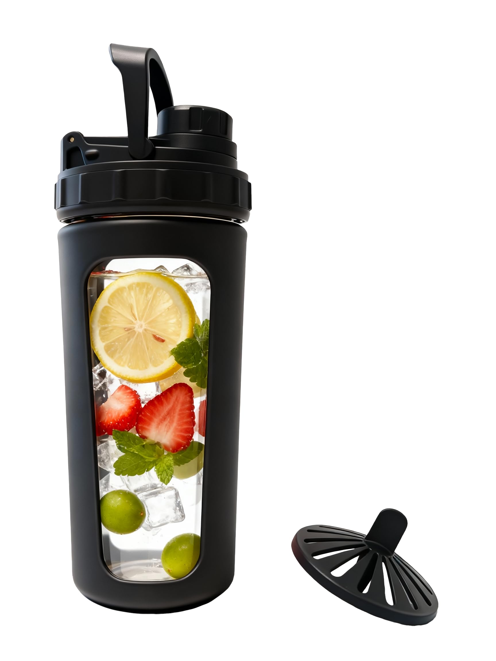 WORKOUT BW BYLWORKOUT glass shaker 26oz with secure lid keeps drinks mess-free on the go.