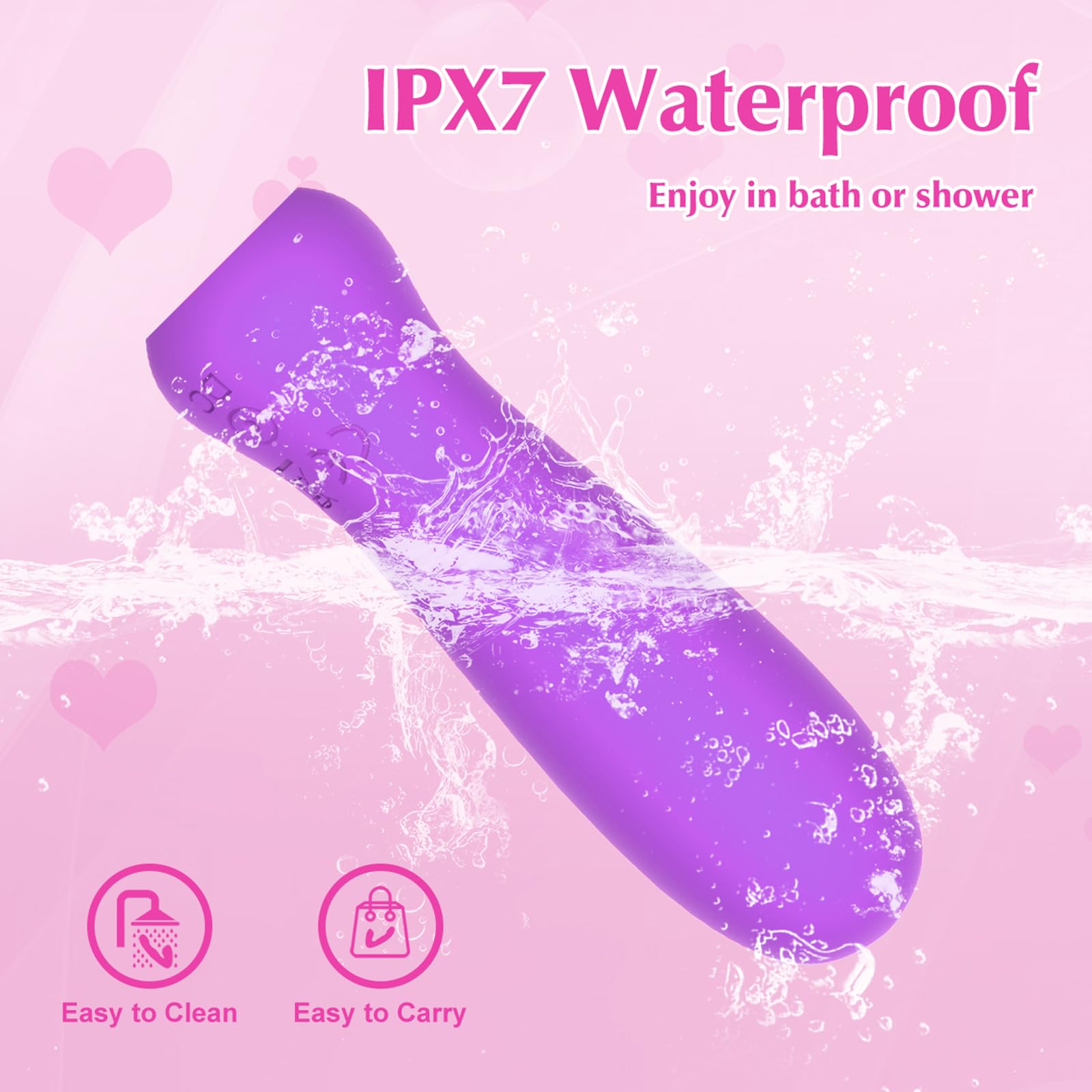 Compact-size purple massager ready for travel in a bag.