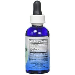 World Organic Kelp Liquid label close-up showing origin and ingredients.