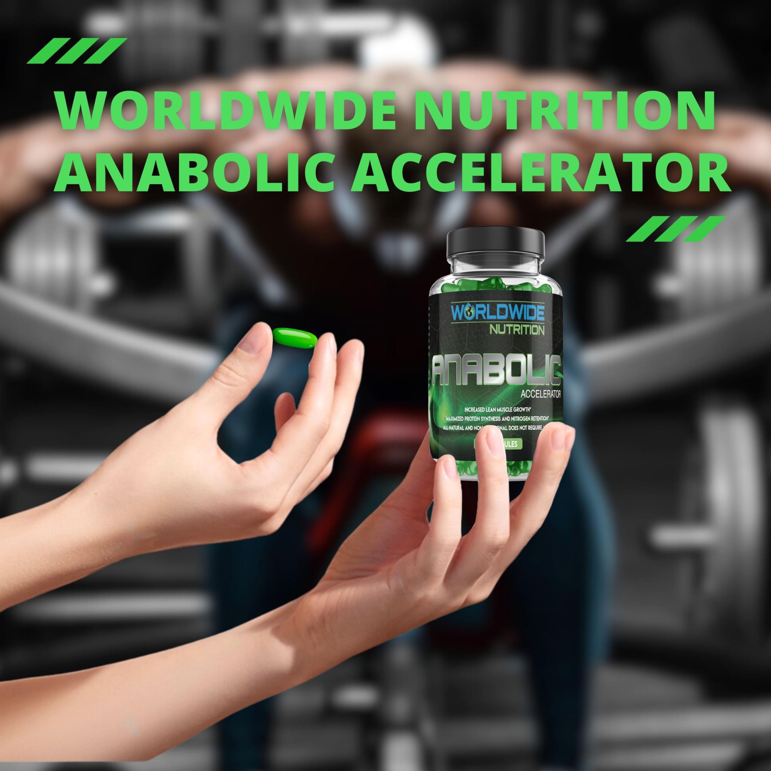 Worldwide Nutrition Anabolic Accelerator ingredient blend visual focusing on balance.