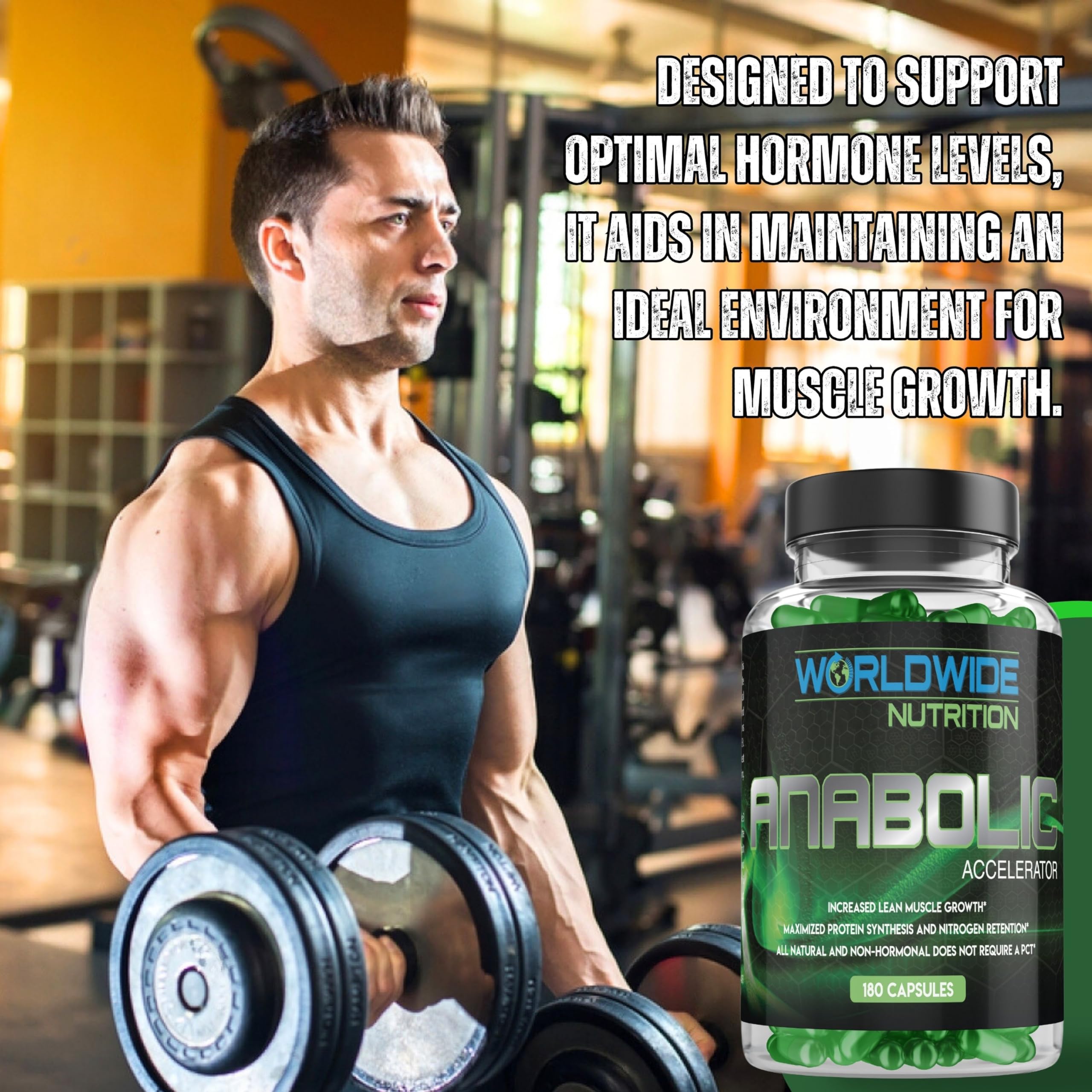 Worldwide Nutrition Anabolic Accelerator lifestyle shot of an active man.