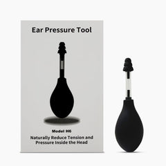 Worochi inner ear pressure device in use on a plane to ease ear discomfort.