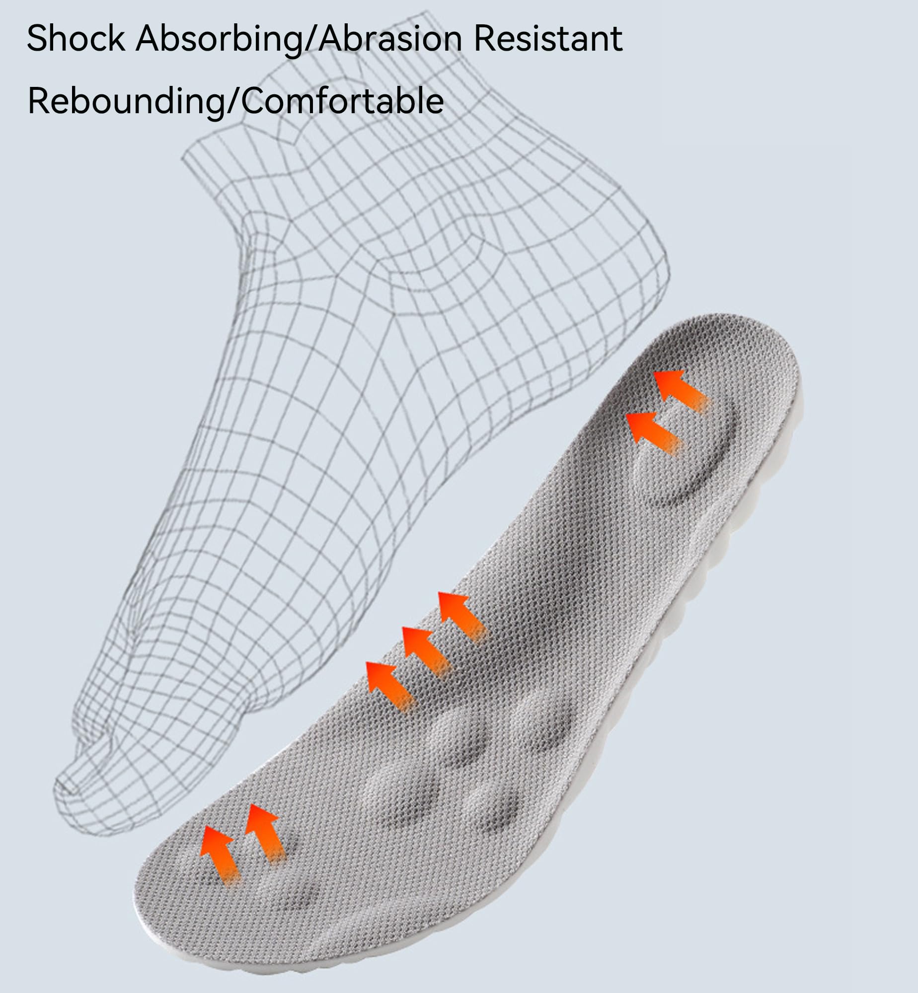 Worzwin 4D cloud insoles, heel cushion supports natural foot motion.