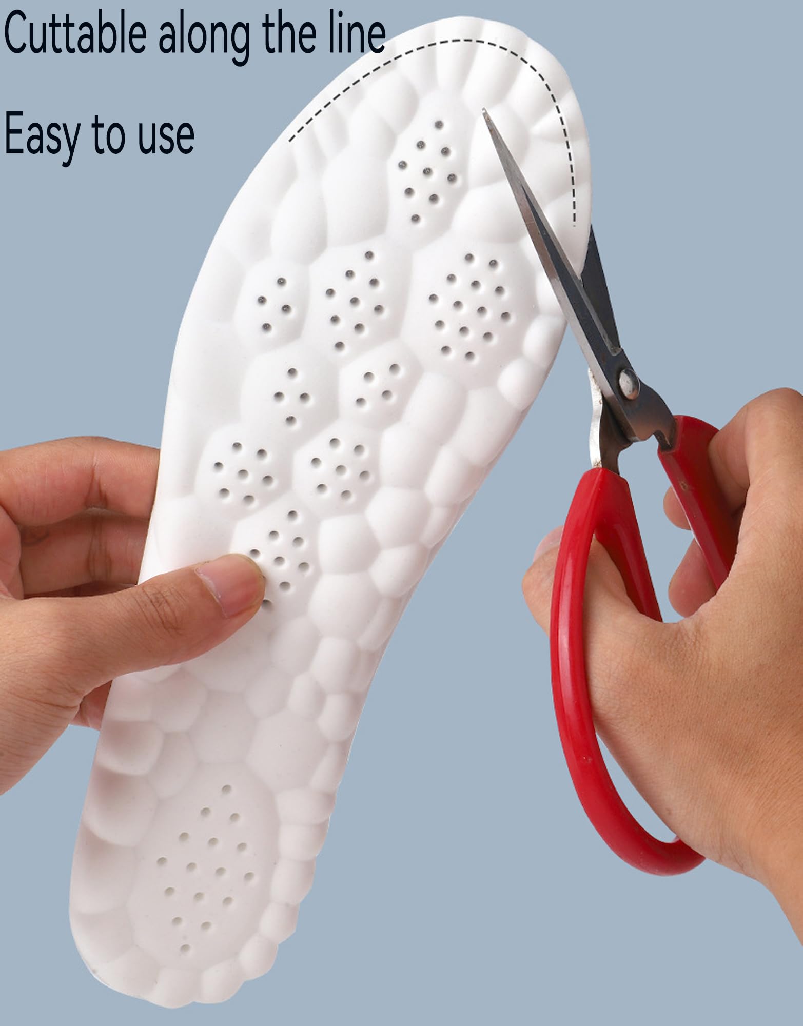 Worzwin breathable honeycomb design insoles promote airflow and odor control.