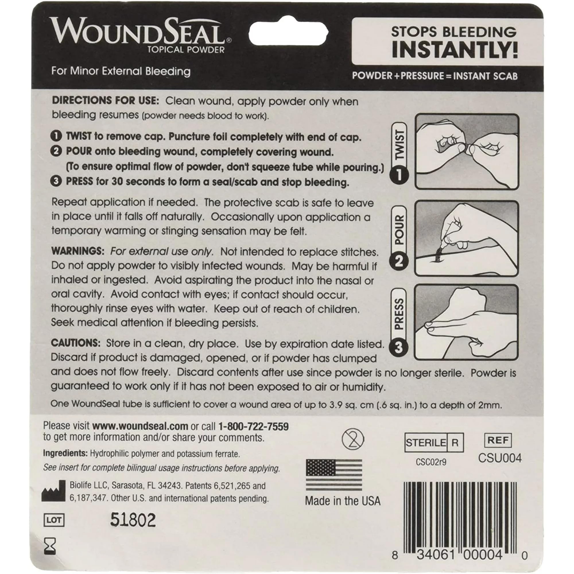 WoundSeal is made in the USA and FDA-cleared for safety.