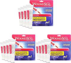 WoundSeal powder tube over a small wound showing quick bleeding control.