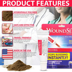 WoundSeal being pressed for 30 seconds to help stop bleeding.
