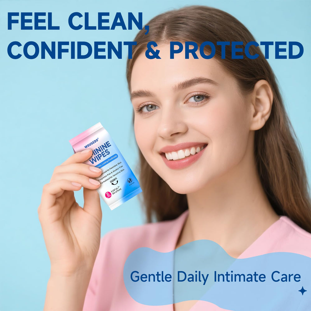 WOUSEDO wipes with honeysuckle and aloe for gentle care.