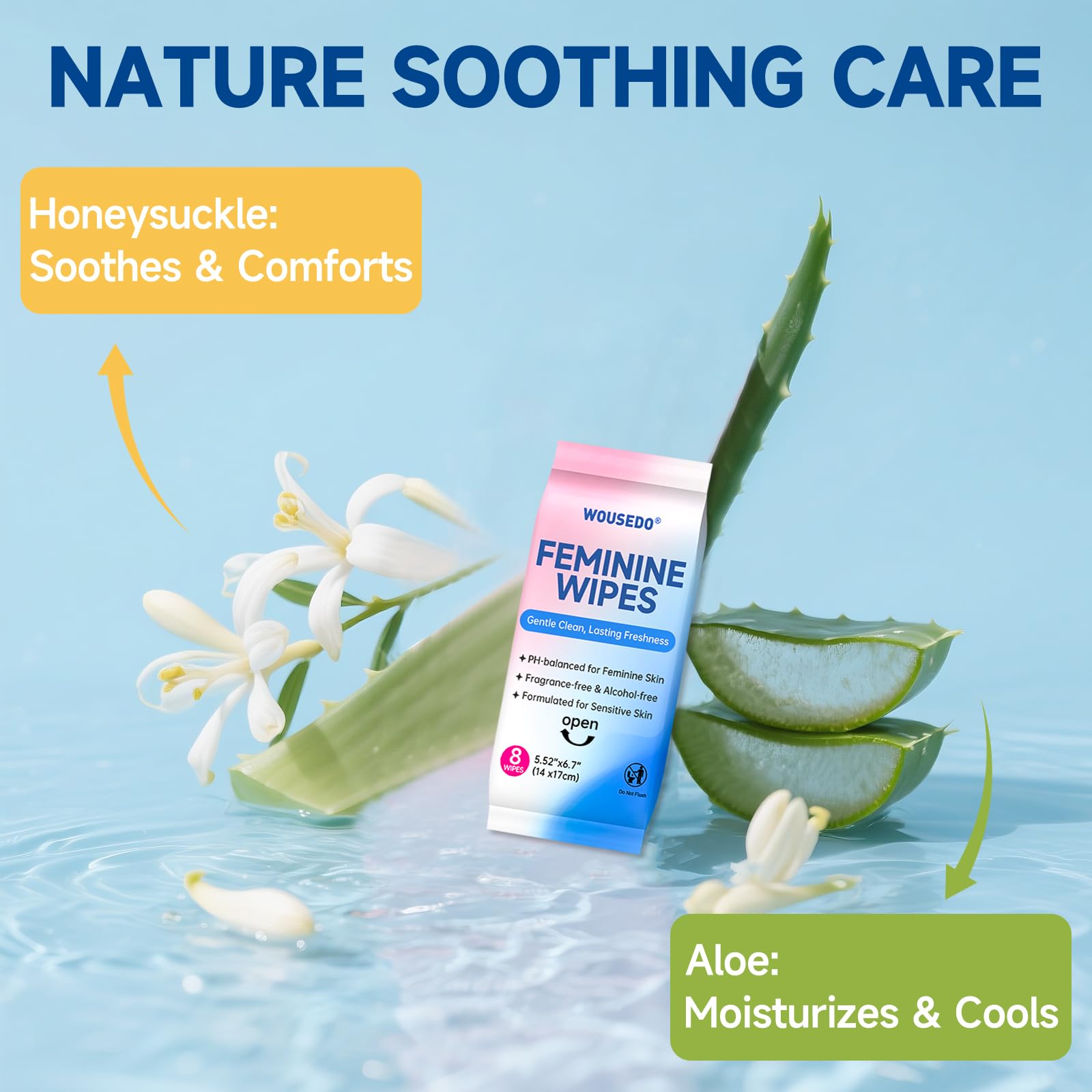 WOUSEDO feminine wipes are pH-balanced for daily comfort.