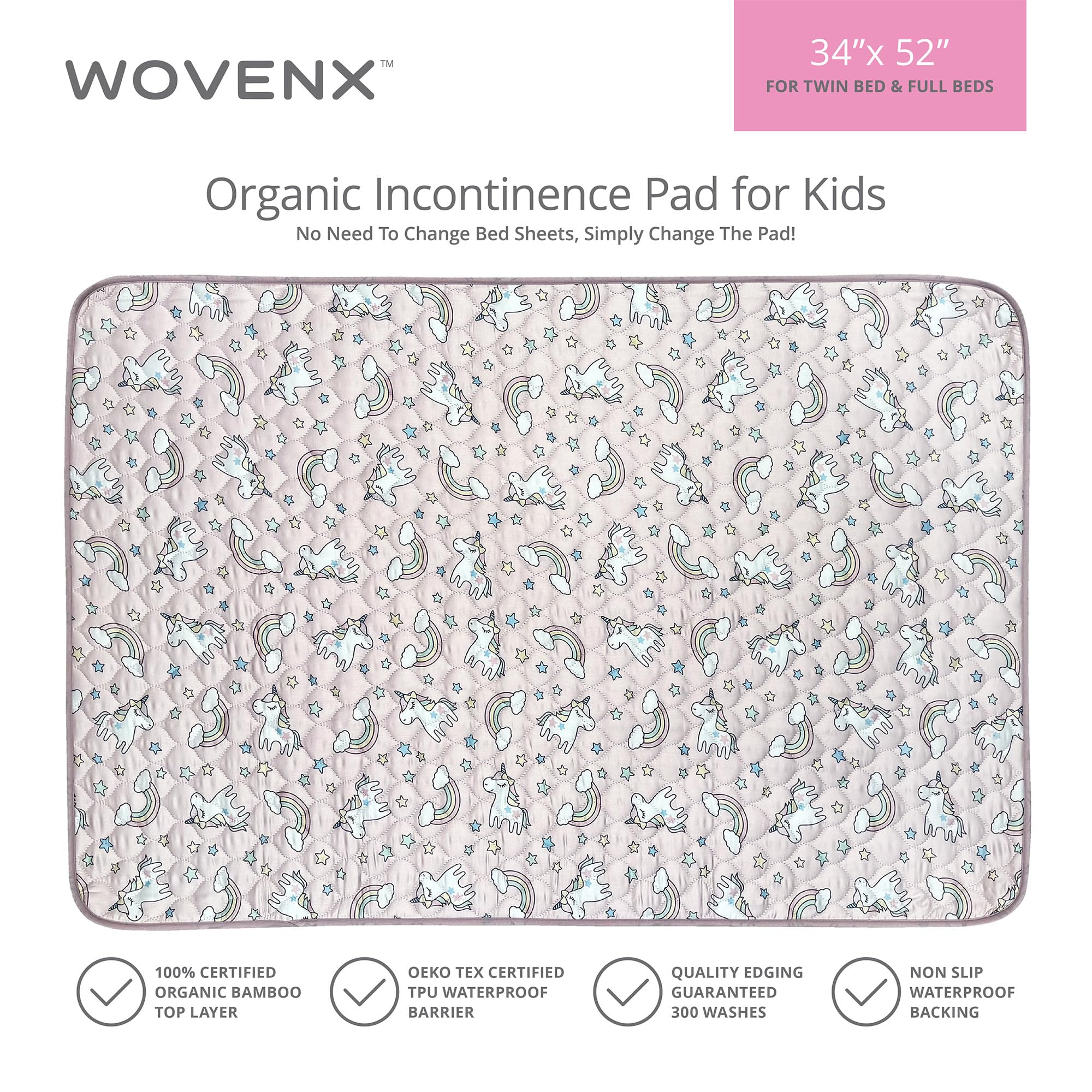 WOVENX bamboo viscose layer provides soft, breathable comfort.