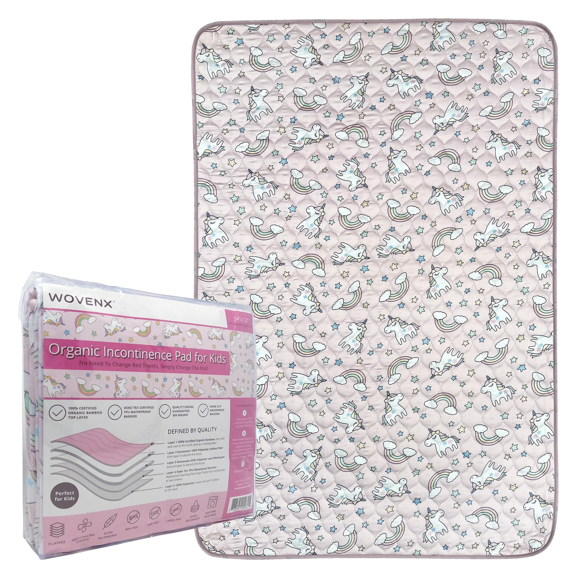 WOVENX non-slip backing keeps pad in place.
