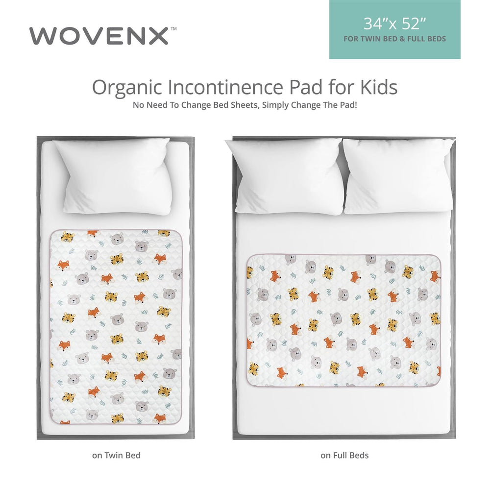 Pad placed on twin to full bed demonstrating versatile coverage