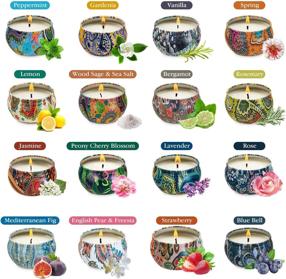 WPONSZU 2.5 oz soy wax candles provide long-lasting fragrance.