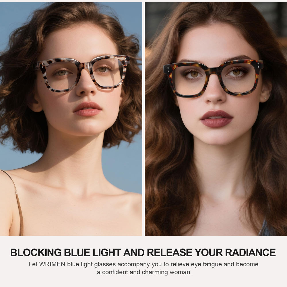 Wrimen large frame blue light glasses for women and men