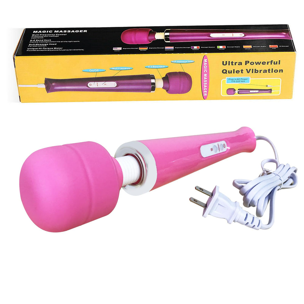 Wrrozz pink massager wand ergonomic handle for easy grip during sessions.