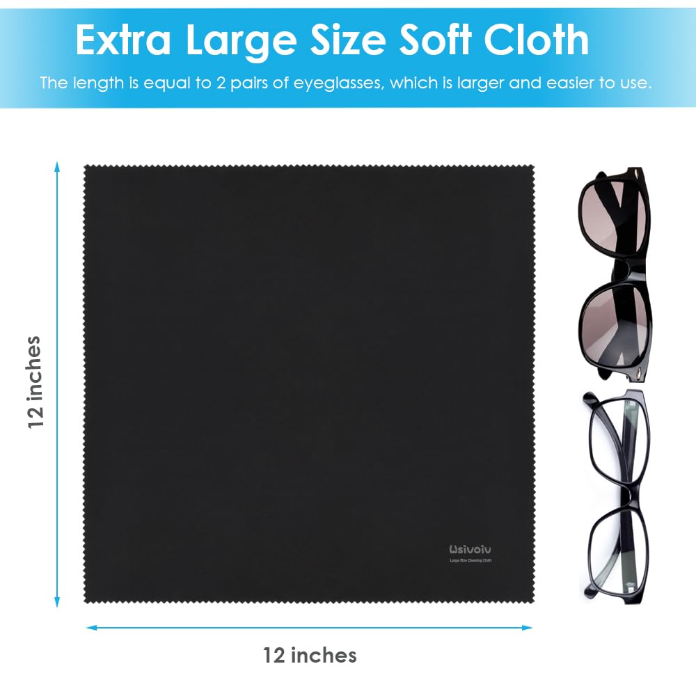 Wsivoiv 12x12 inch microfiber cloths for lenses and devices, streak-free.