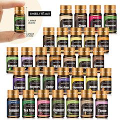 Wtrcsv essential oils bottle lineup shows 30 scents for personalized blends.