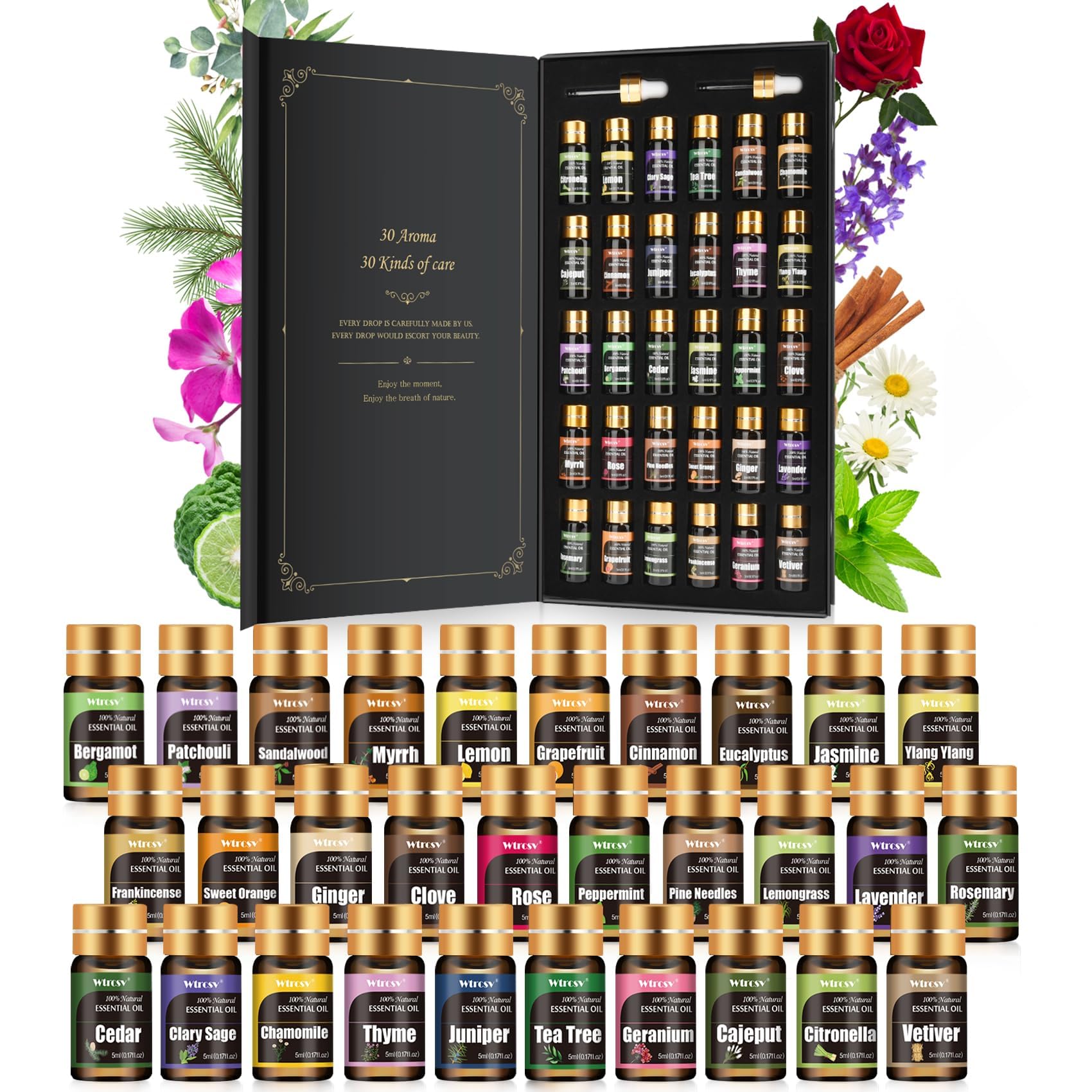 Wtrcsv essential oils gift box presentation for gifting ideas and home aroma.