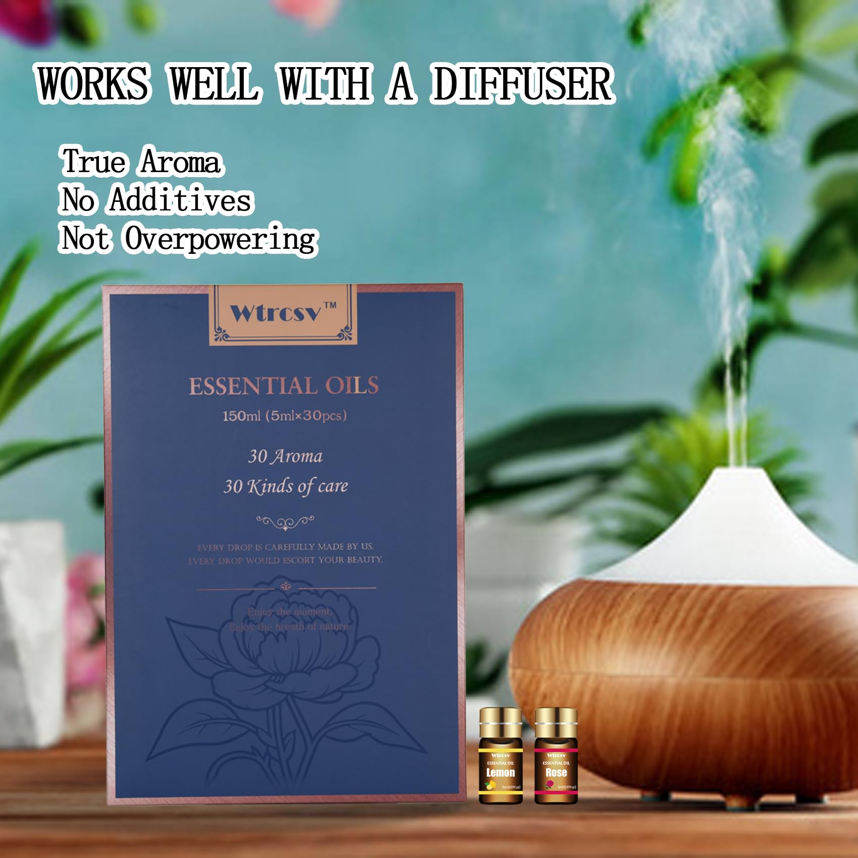 Wtrcsv steam-distilled bottles closeup preserves pure fragrance