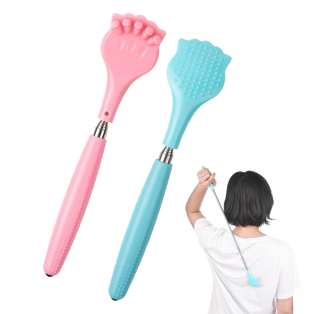 WUBAYI back scratcher with extended handle reaching hard-to-reach areas.
