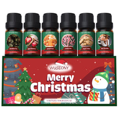 WUSEONY Christmas Tree fragrance oil for diffusers, delivering a fresh, woodsy holiday ambiance.
