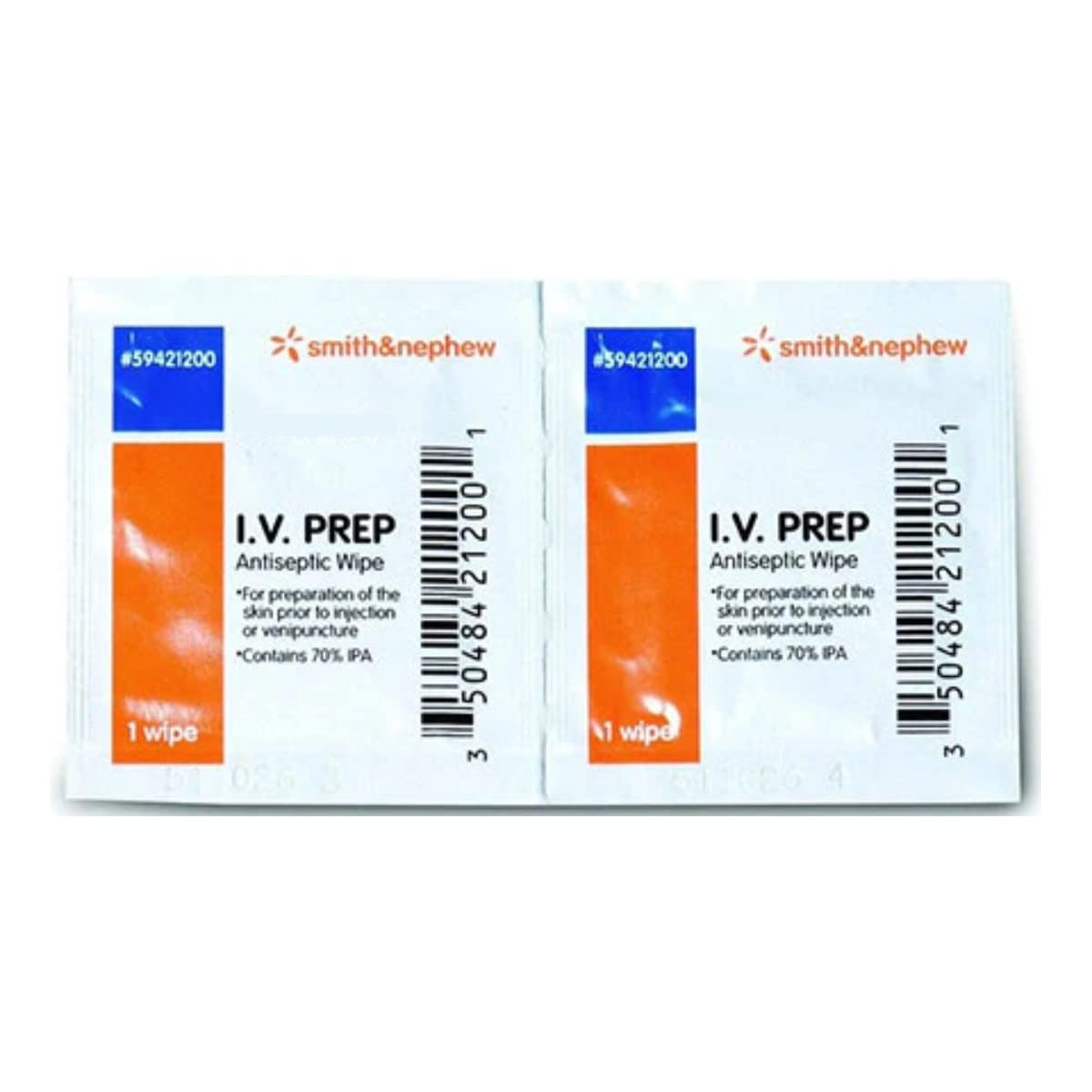 Wuvee IV Prep Antiseptic Wipes package detail showing compact 2-pack