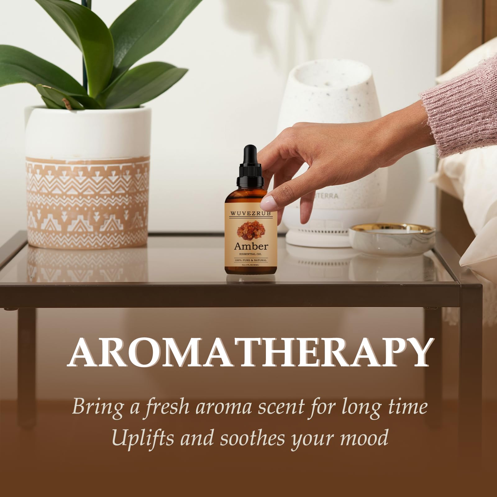Wuvezrub amber oil precise pour to start aromatherapy sessions.