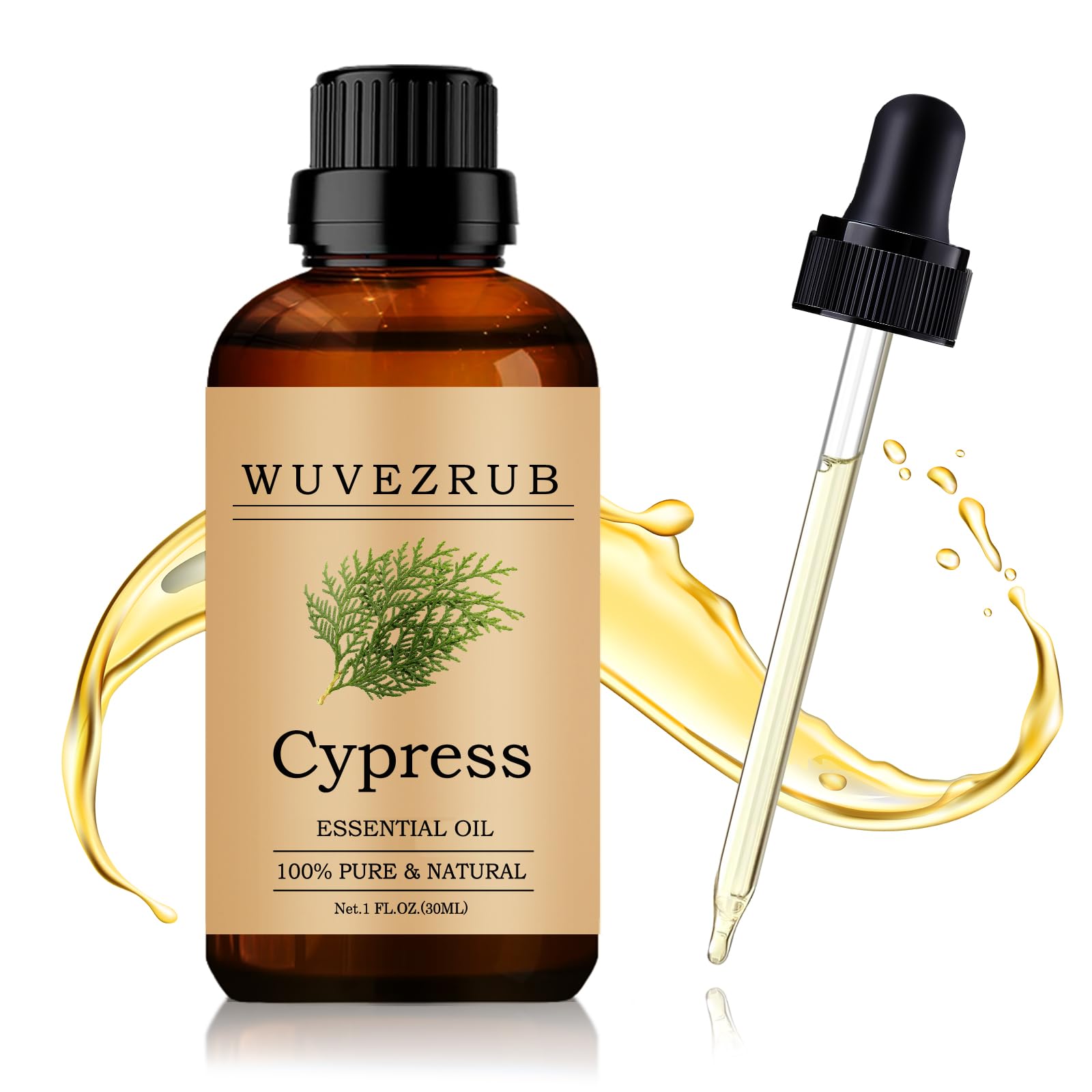 Wuvezrub Cypress Oil bottle with precision dropper for diffuser use.