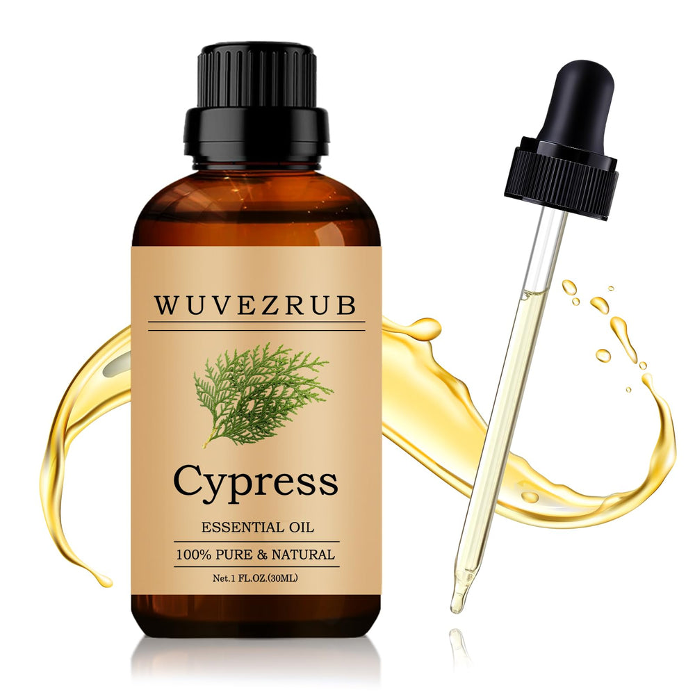 Wuvezrub Cypress Oil bottle with precision dropper for diffuser use.