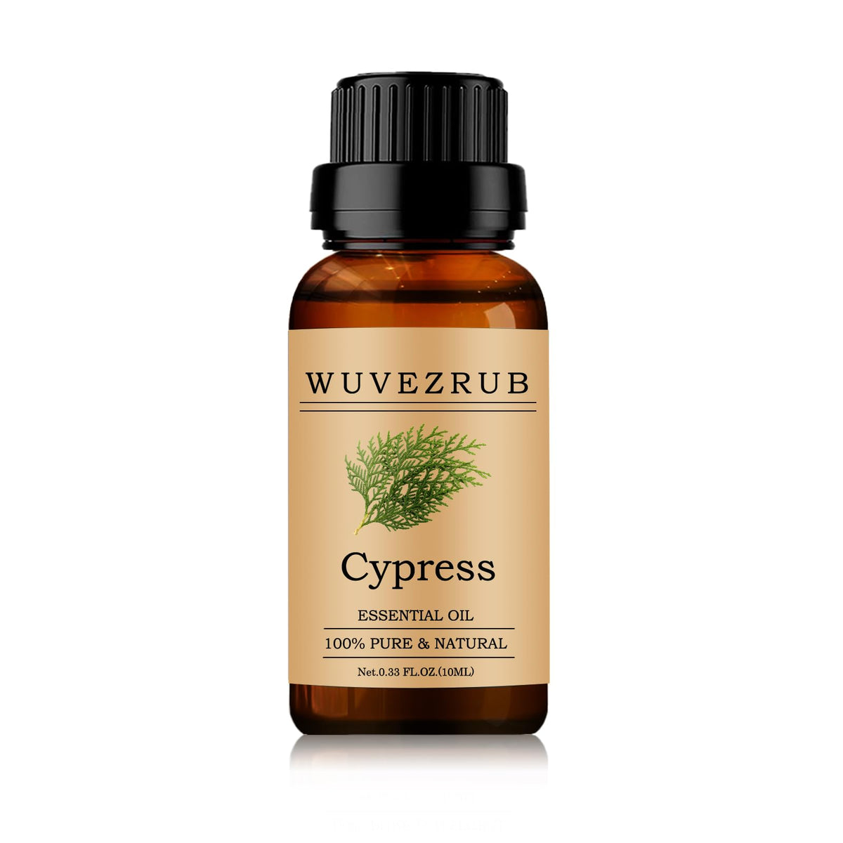 Wuvezrub Cypress essential oil bottle 10ml ready for aromatherapy use.