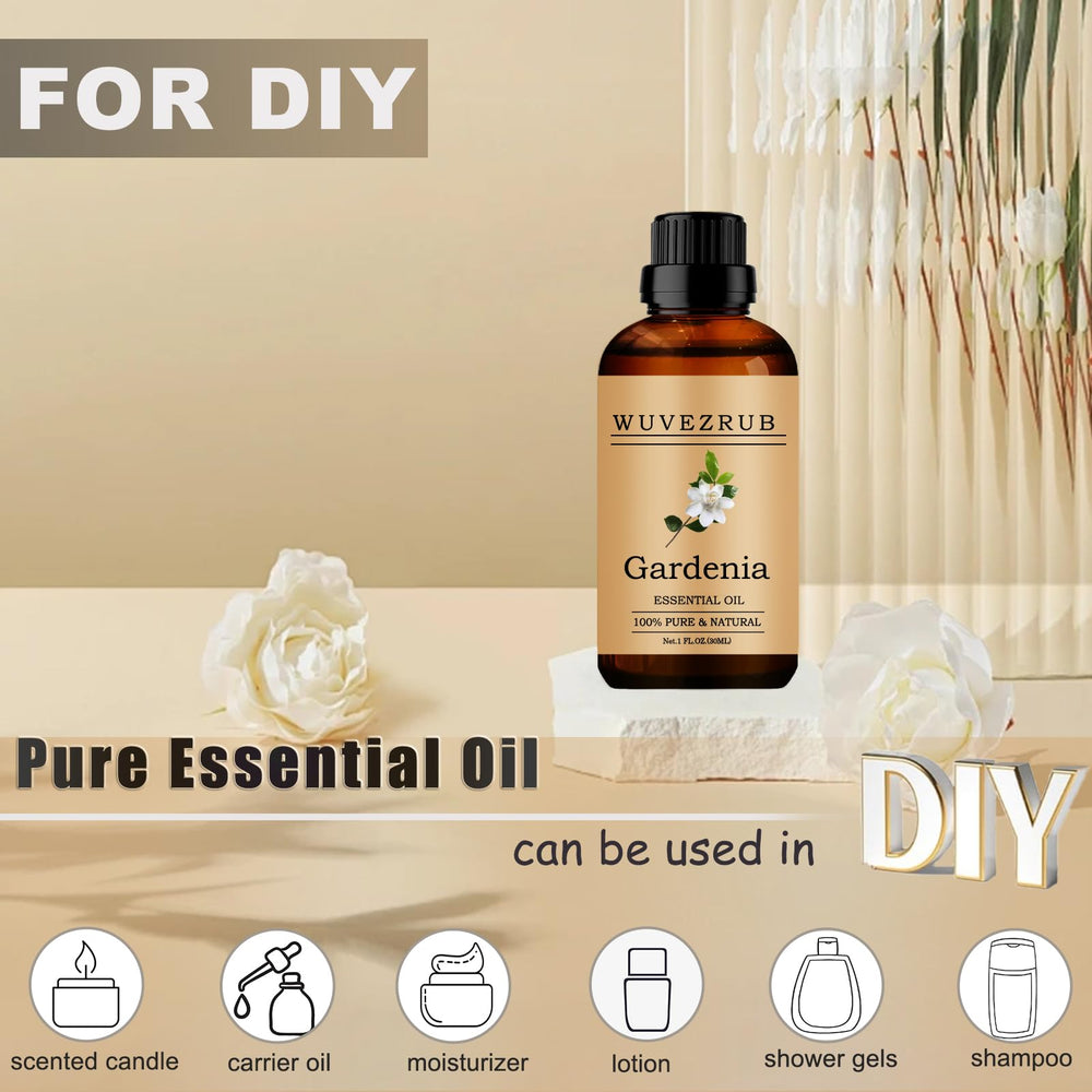 Wuvezrub Gardenia essential oil bottle used in DIY fragrance projects