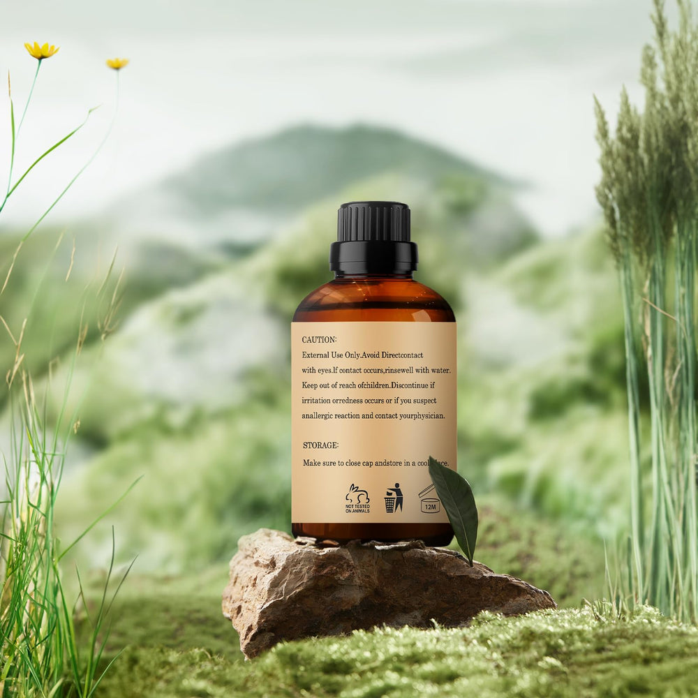 Wuvezrub Juniper Berry oil sits on a bedside table for calming aromatics.