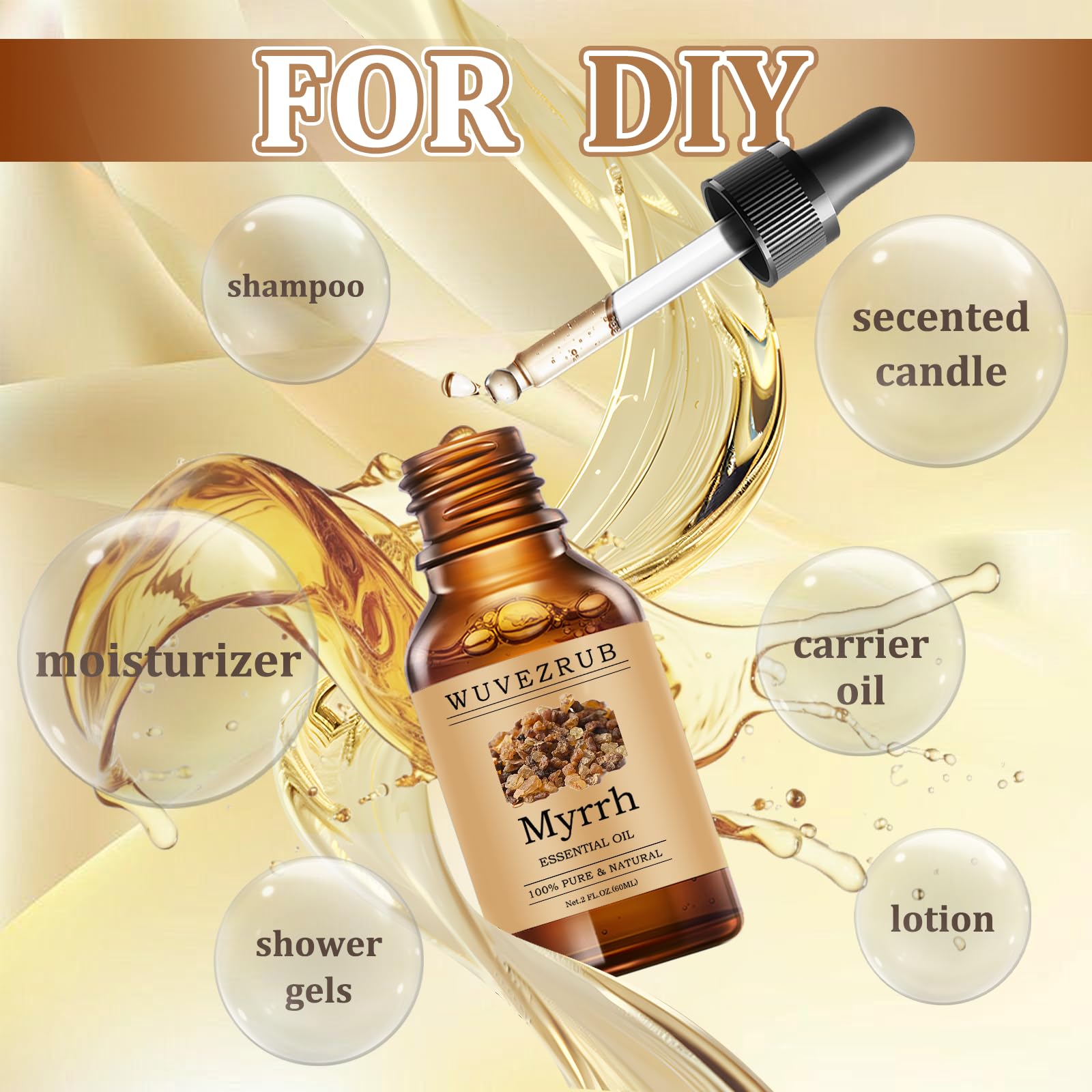 Wuvezrub Myrrh diffuser-drops; add to your diffuser for a warm aroma.