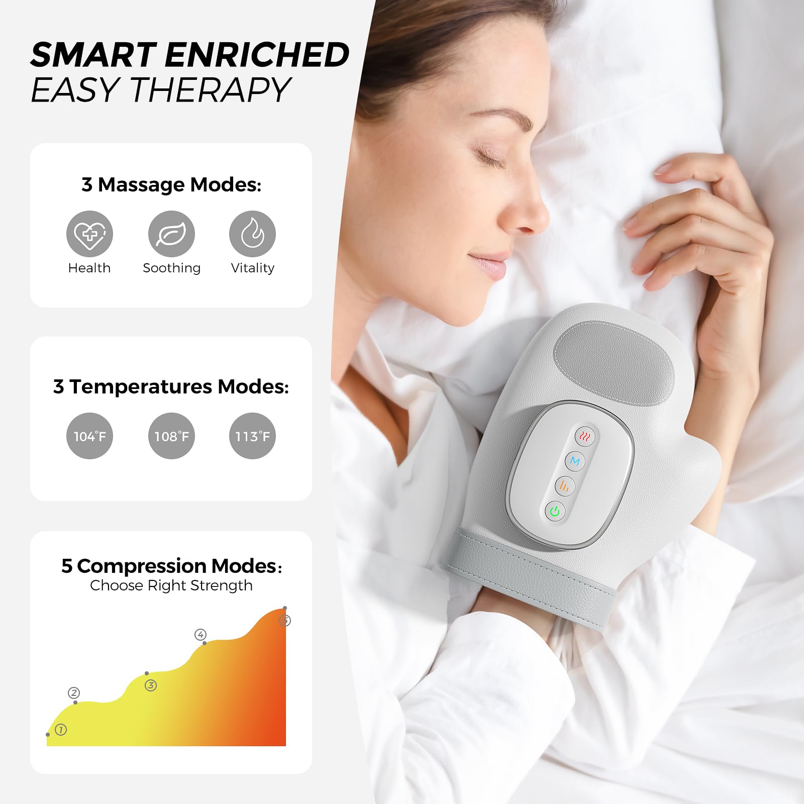 WUX massager with 3 modes: Health, Soothing, Vitality