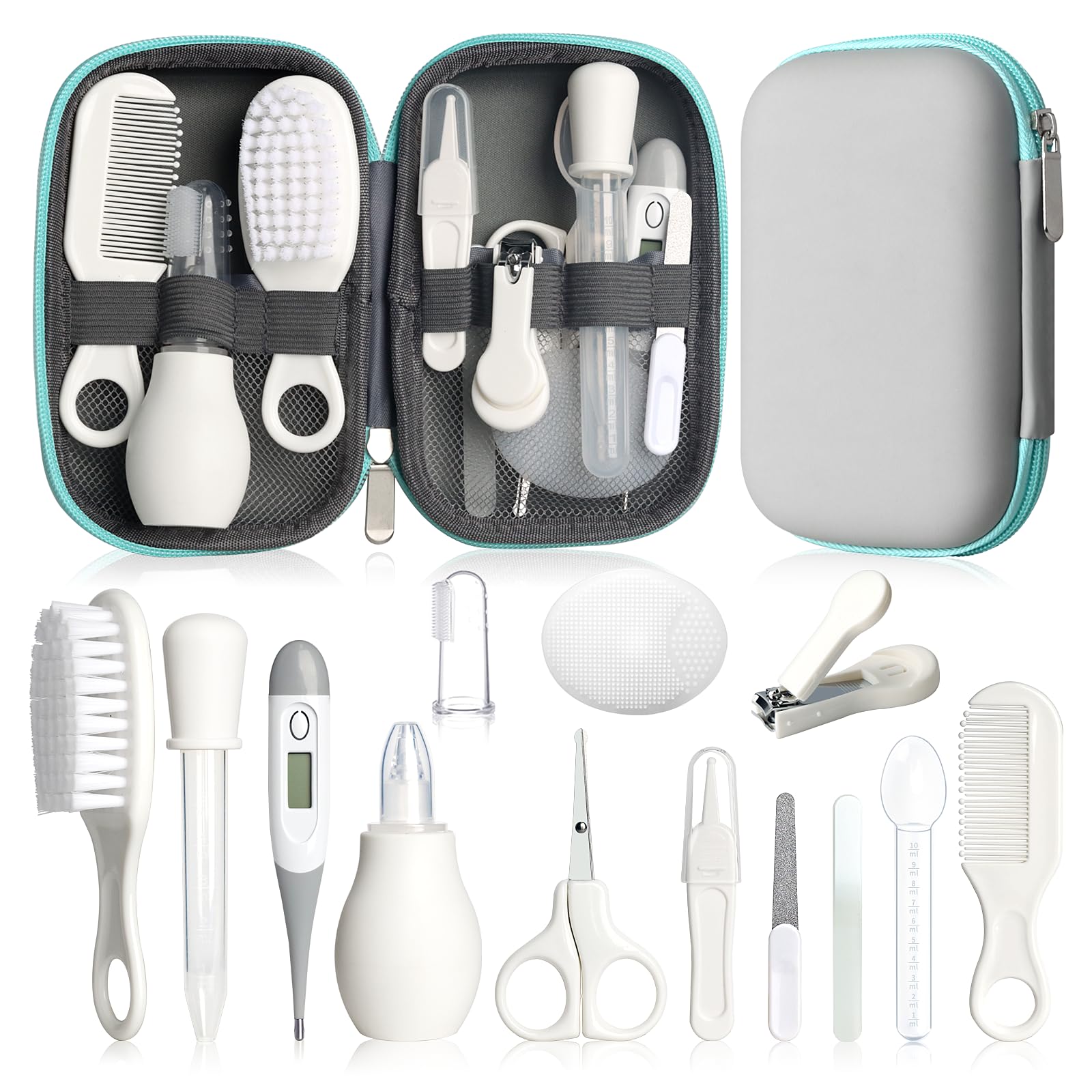 WXA Baby Grooming Kit 14-in-1 contents organized for at-home care.