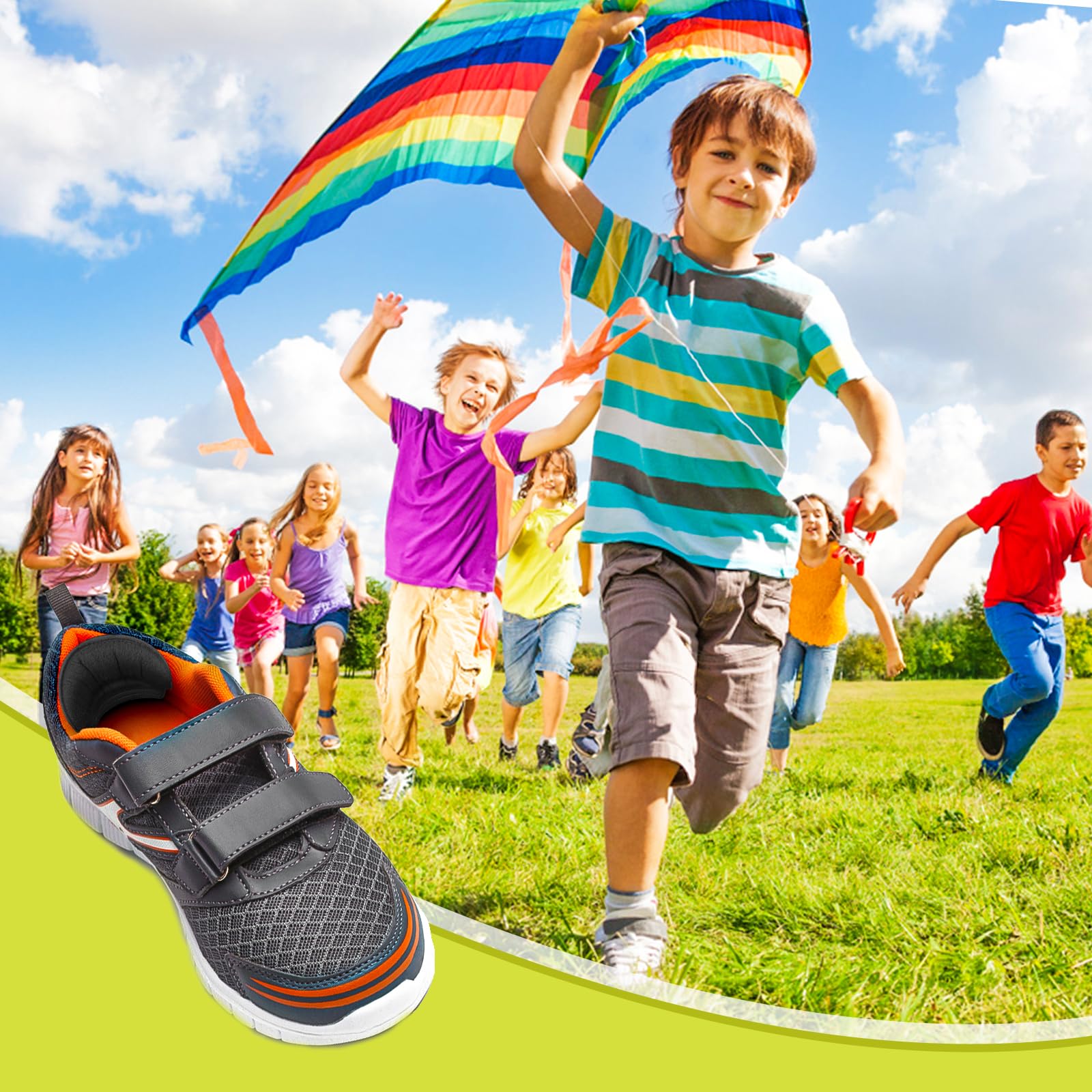 Cute kids-design heel cups help shoes feel snug and secure.