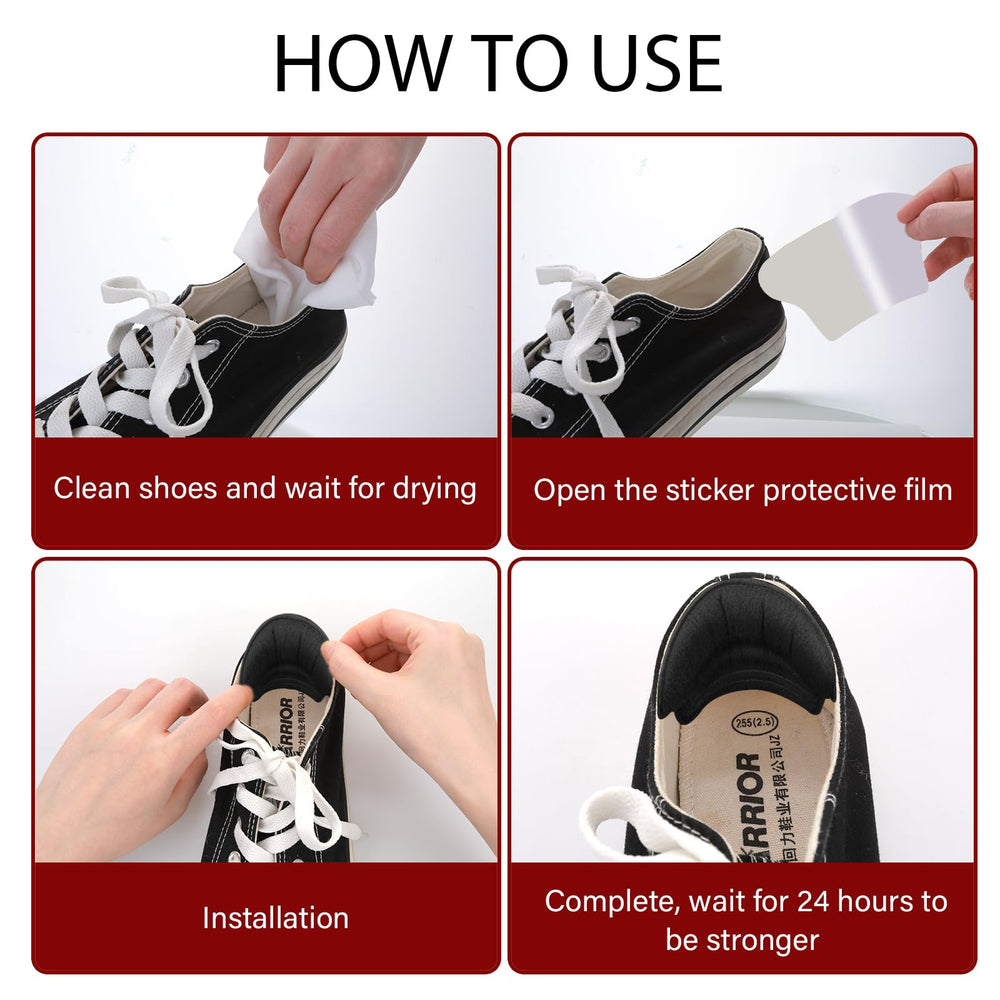 Self-adhesive inserts stay in place on most fabrics and leathers.
