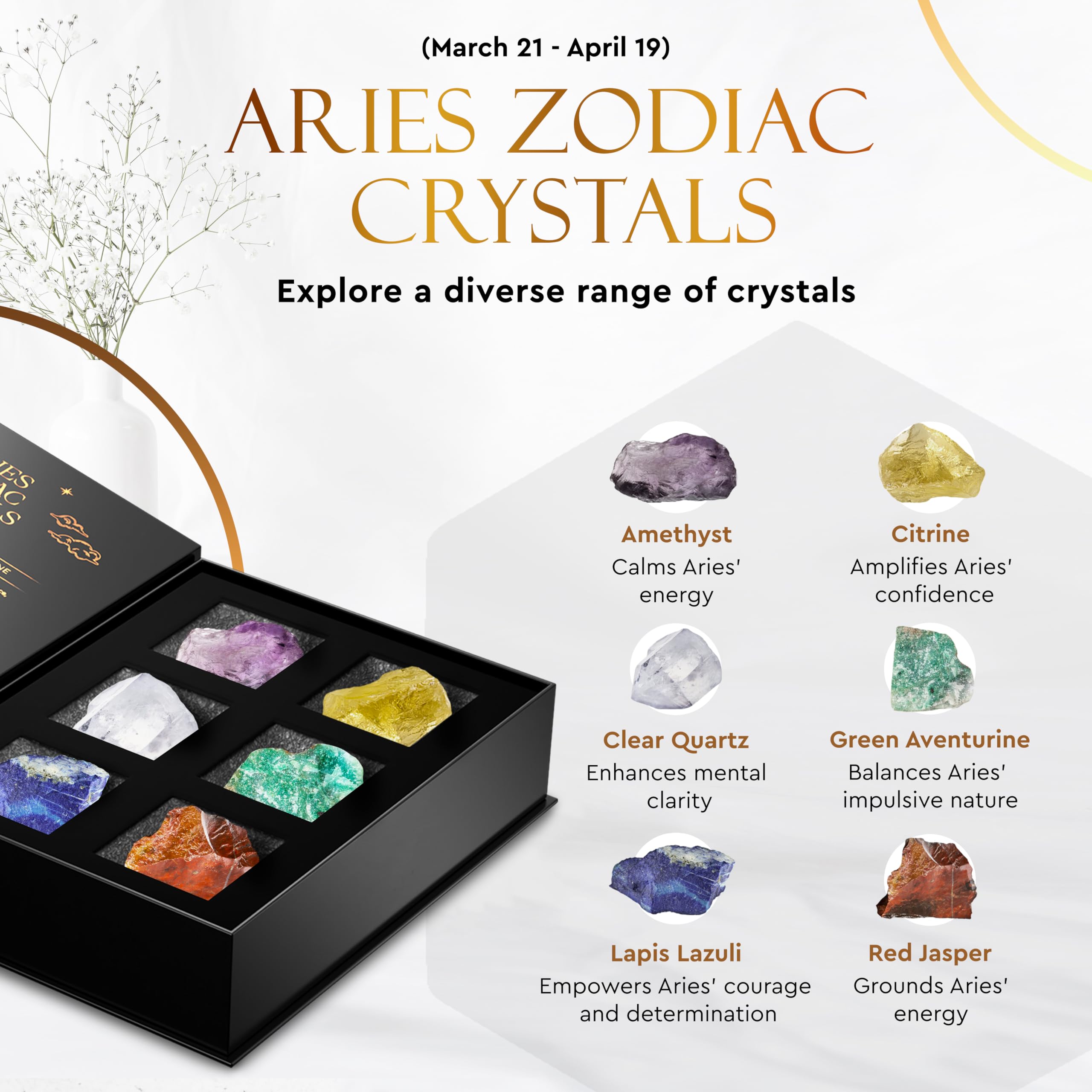 Wyspell Aries citrine stone with warm glow for creativity