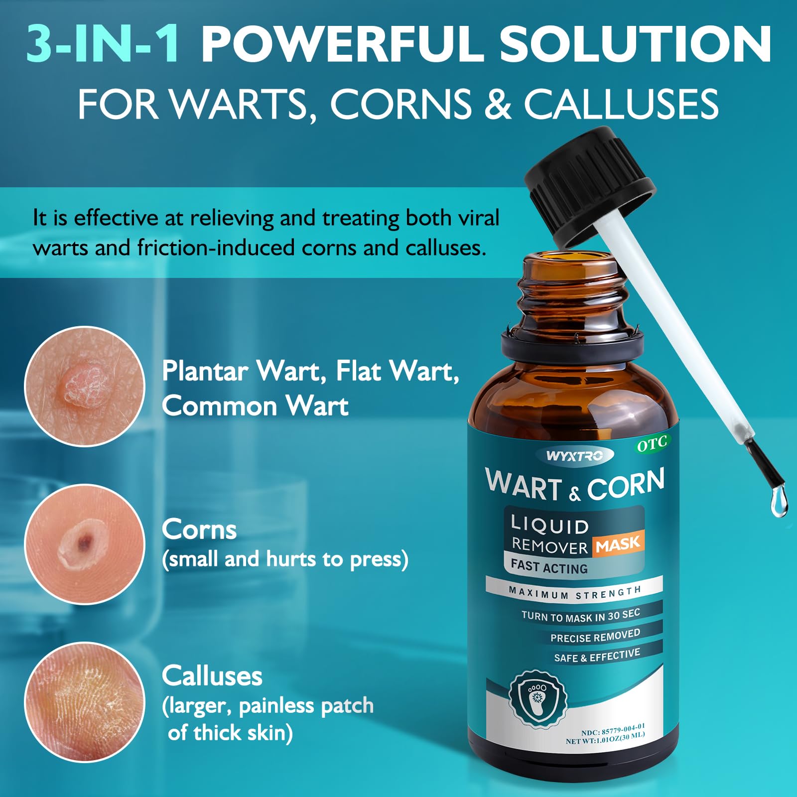 WYXTRO plantar wart remover on foot shows targeted treatment on weight-bearing areas.
