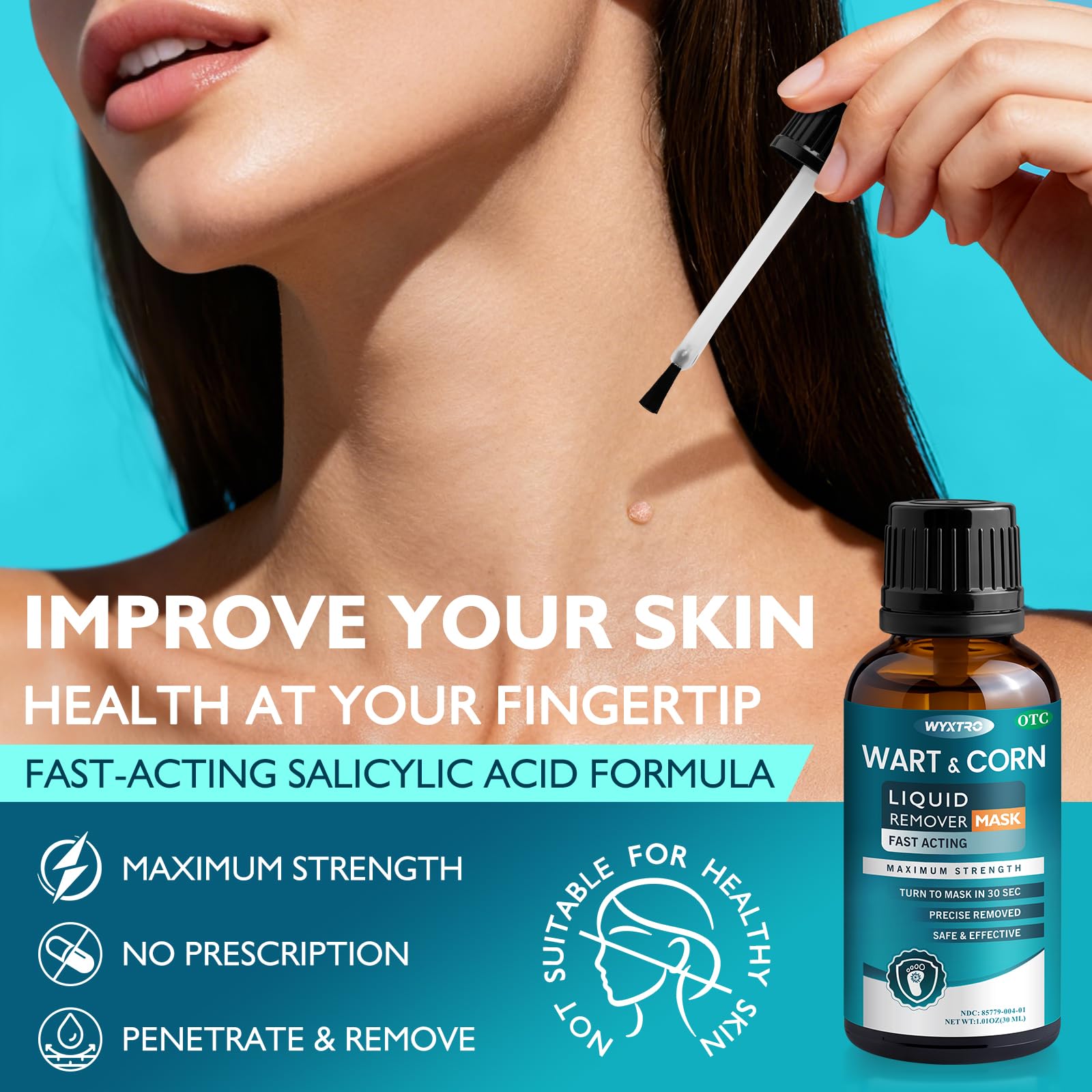 WYXTRO wart remover with soothing botanicals advocates gentle skin protection.