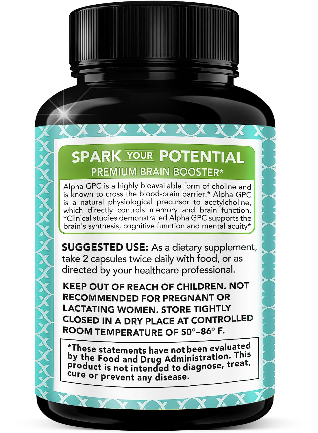 X Gold Health Alpha GPC 600mg label showing high-purity ingredients.