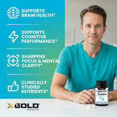 X Gold Health Alpha GPC Uridine label detail shows ingredients and vegan formula.