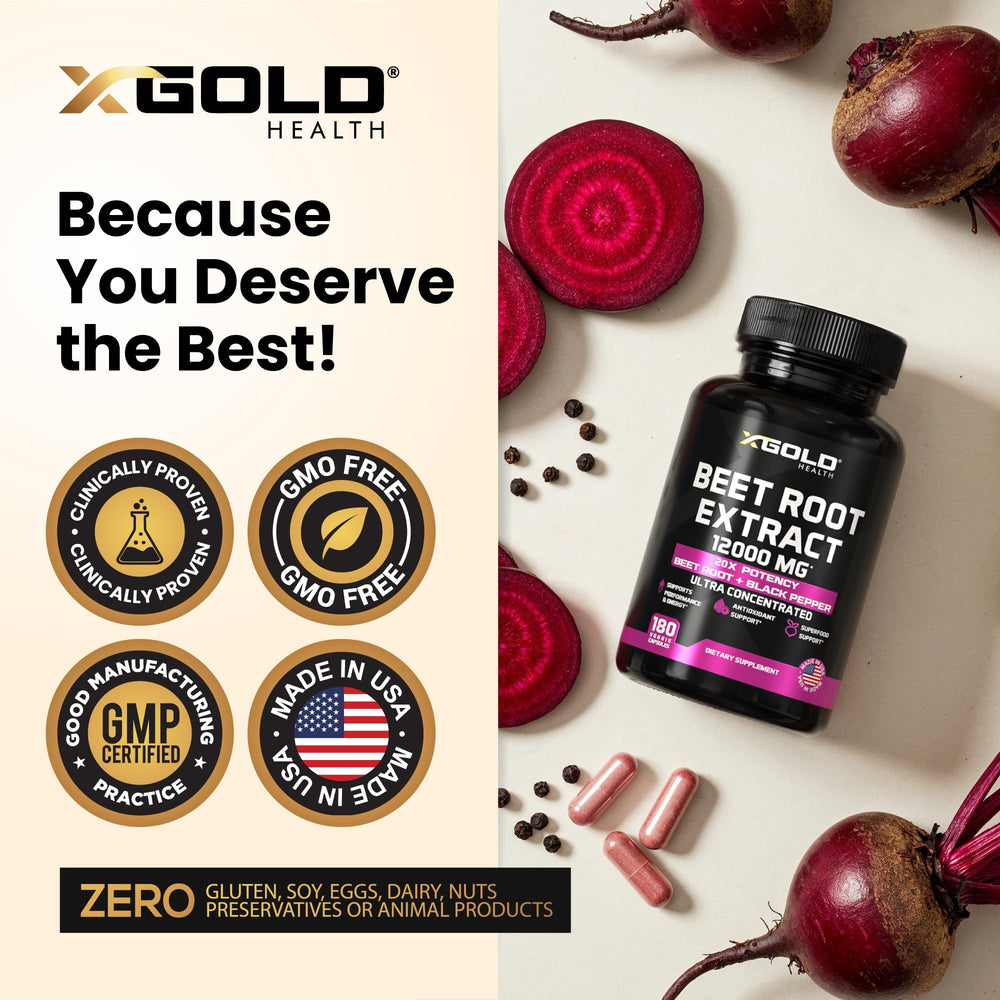 X Gold Health beet root with black pepper extract for enhanced absorption