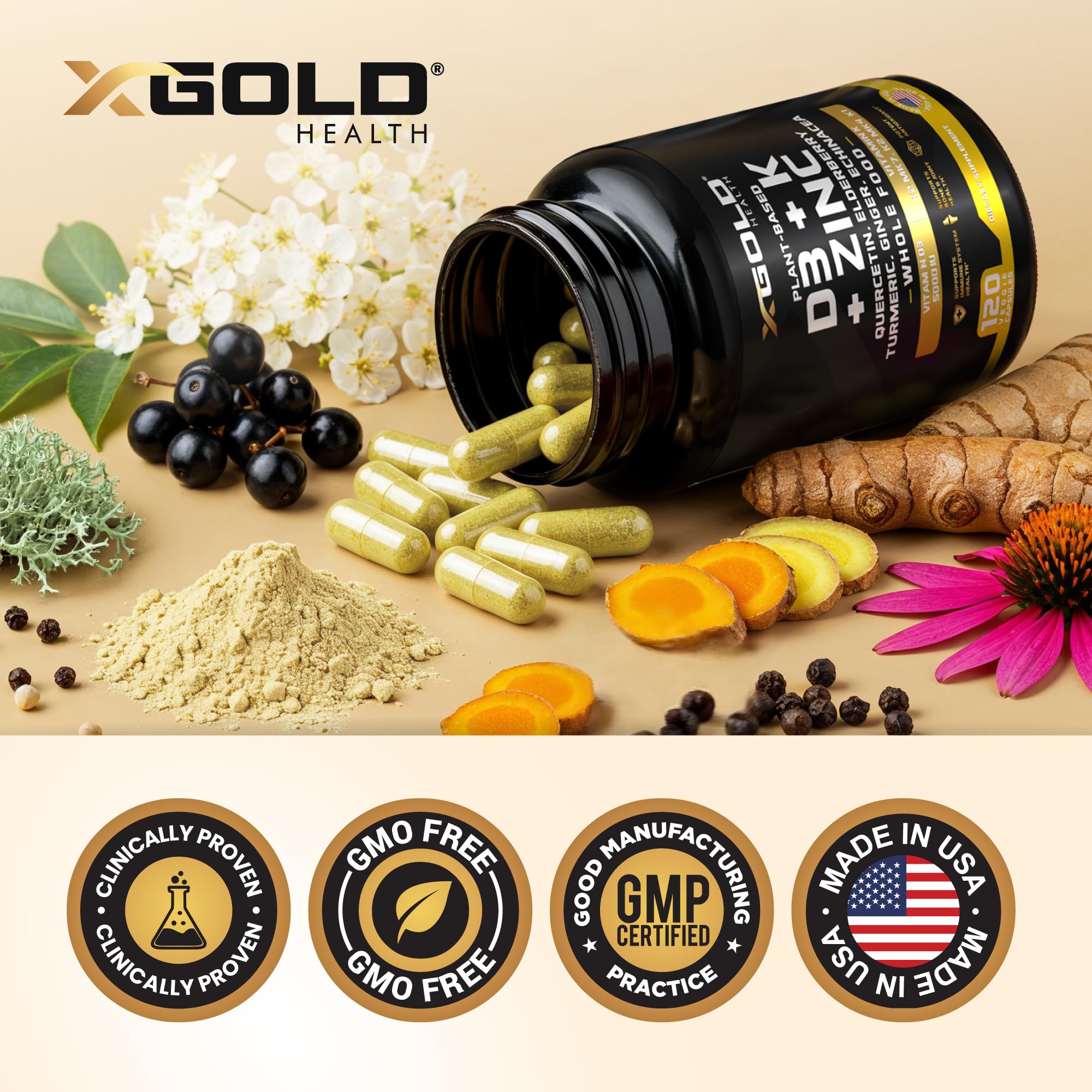 X Gold Health Black Pepper Extract to improve nutrient absorption.